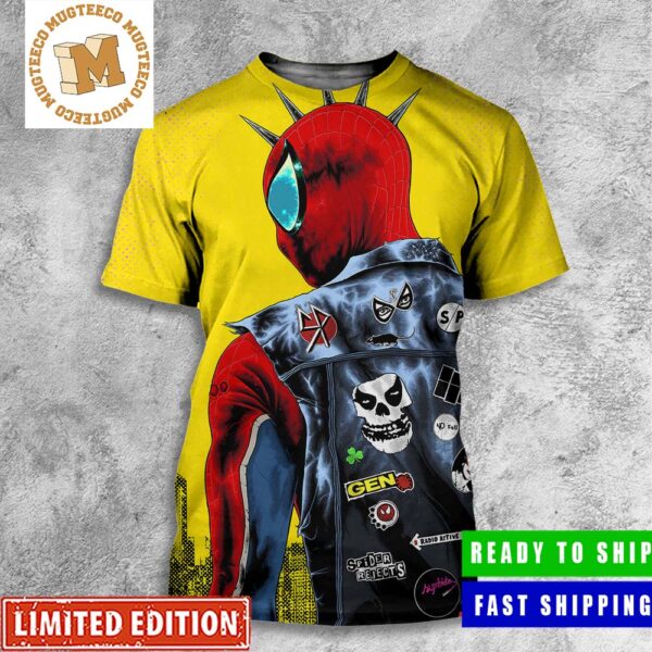 Spider Punk In Spiderman Across The Spiderverse Punk Rock Jacket Detail All Over Print Shirt