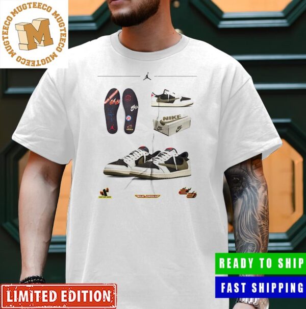 Travis Scott x WMNS Jordan 1 Low OG Olive Detail Poster Sneaker Premium Unisex T-Shirt