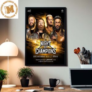 WWE Night Of Champions Undisputed Tag Team Titles Match Sami Zayn And Owens Vs Roman Reigns And Solo Sikoa Home Decor Poster Canvas