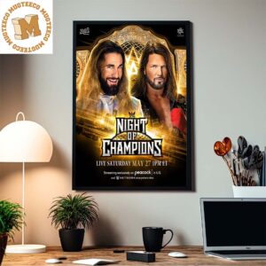 WWE Night Of Champions Seth Rollins Vs AJ Styles World Heavyweight Champion Match Home Decor Poster Canvas
