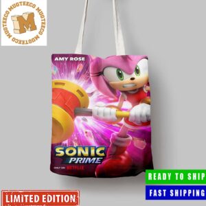 Amy Rose In Sonic Prime Exclusive Character Canvas Leather Tote Bag
