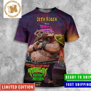 Bebop By Seth Rogen In Teenage Mutant Ninja Turtles Mutant Mayhem Poster All Over Print Shirt
