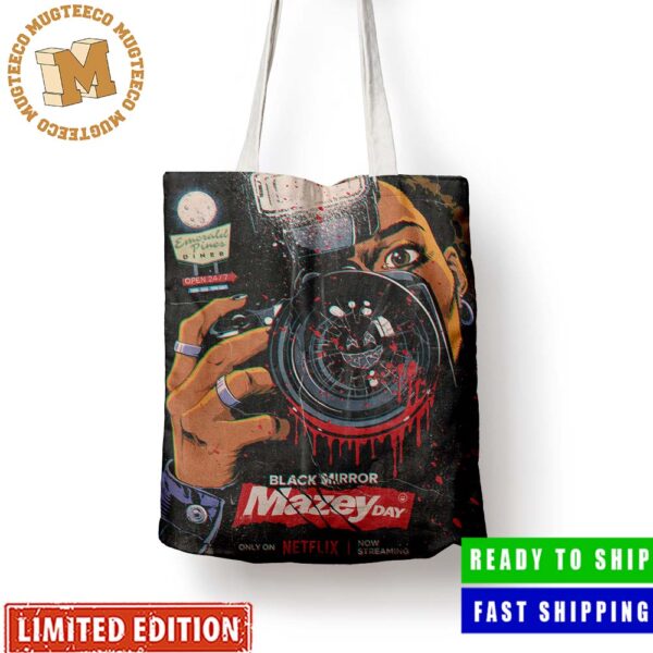 Black Mirror Season 6 Episode 4 Mazey Day Official 2023 Poster Canvas Leather Tote Bag