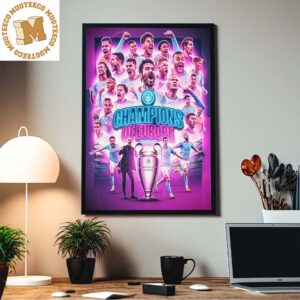 Celebrate Manchester City Champions Of Europe 2022-23 UEFA Champions League Home Decor Poster Canvas