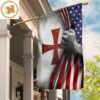 Cross Behind American Flag Garden Flag Outdoor Decor 2 Sides Garden House Flag