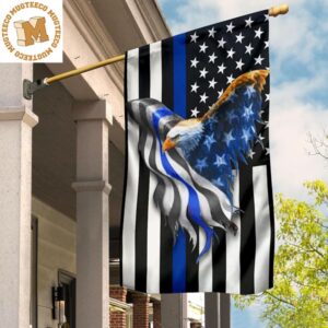 Eagle Thin Blue Line American Flag Honoring Our Men And Woman Of Law Enforcement 2 Sides Garden House Flag