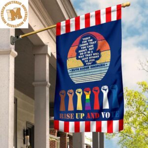 Fight For The Things You Care About RBG Rise Up And Vote Flag For Indoor Outdoor Election Decor 2 Sides Garden House Flag