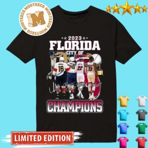 Florida Panthers and Miami Heat 2023 Florida City of Champions Signatures Unisex T-Shirt