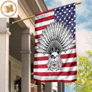 French Bulldog Native American Flag For Indigenous Mexican Americans Outdoor Decor Friend Gifts 2 Sides Garden House Flag