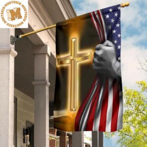 Hand Open American Flag And Cross Flag Unique Christian Indoor Outdoor Decoration 2 Sides Garden House Flag