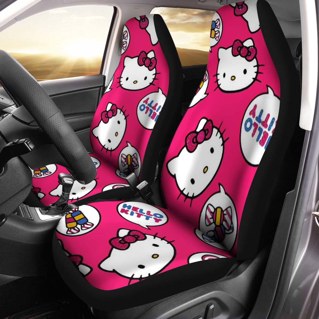 Hello Kitty Face And Candy Pattern In Pink Background Car Seat Covers -  Mugteeco