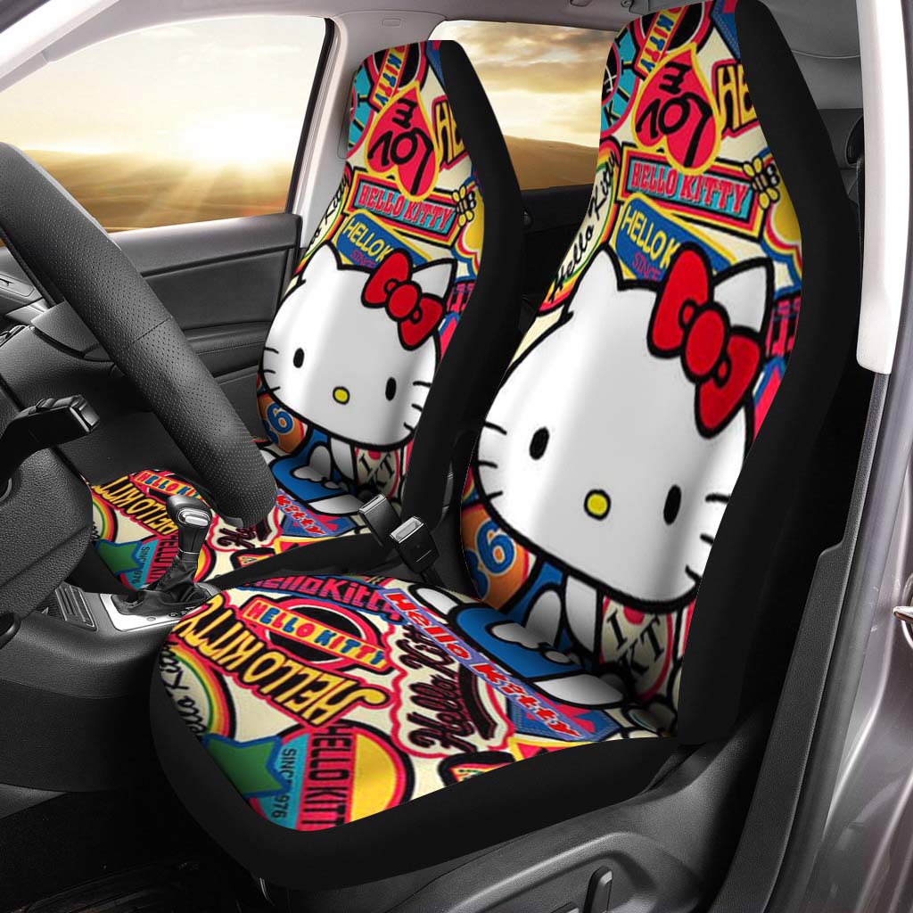 Hello Kitty Retro Stickers Background Car Seat Covers - Mugteeco