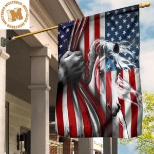 Horse American Flag 4th July Independence Day Patriot Flag Front Door Decor 2 Sides Garden House Flag