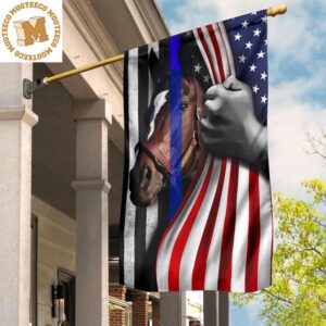 Horse Hand Open American Flag Thin Blue Line Flag Pride Gifts Respect For Our Law Enforcement 2 Sides Garden House Flag