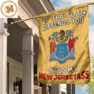 If The Flag Offends You Kiss My New Jereyass Flag Vintage Old Retro Pride State Of New Jersey 2 Sides Garden House Flag