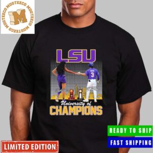 LSU Tigers University of Champions Skyline 2023 Signatures Unisex T-shirt