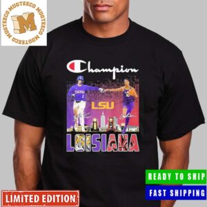 Loisiana LSU Tigers Champion Baseball And Basketball Signatures Skyline Unisex T-Shirt
