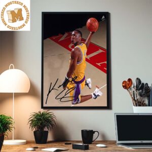 Los Angeles Lakers Kobe Rookie Iconic Dunk Photo Signature Home Decor Poster Canvas