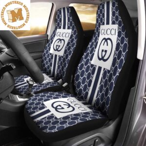 Luxury Gucci Big Logo In Blue Monogram Background Car Seat Covers