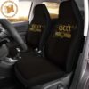 Luxury Gucci Golden Logo With Vintage Web Stripe In Black Background Car Seat Covers Full Set
