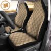 Luxury Gucci Logo With Vintage Web In Signature Monogram Pattern Car Seat Covers Full Set
