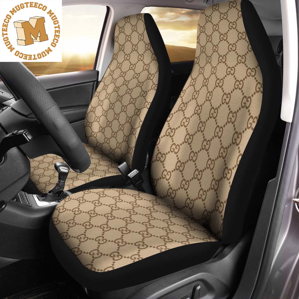 Luxury Gucci Monogram Signature Beige Pattern Car Seat Covers Full