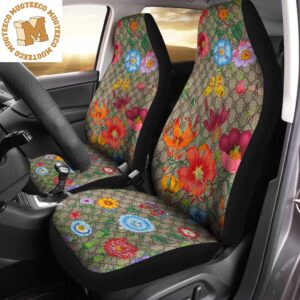 Luxury Gucci Signature Monogram Floral Scarf Pattern Car Seat Covers Full Set