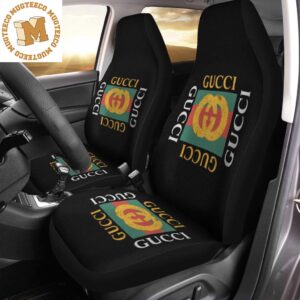 Luxury Gucci Vintage Logo Signature Logo Green And Red In Black Background Car Seat Covers