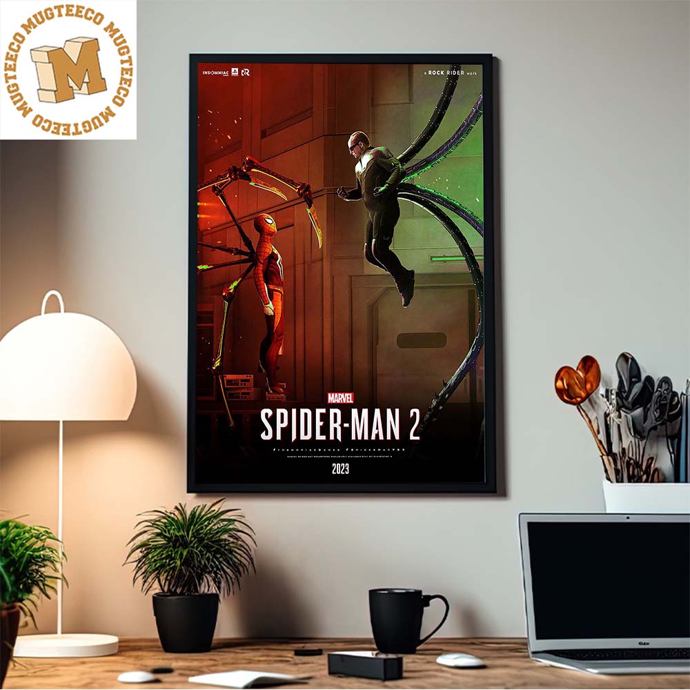 Marvel Spider Man 2 Game Peter Parker Vs Doc Ock Scene Home Decor Poster  Canvas - Mugteeco