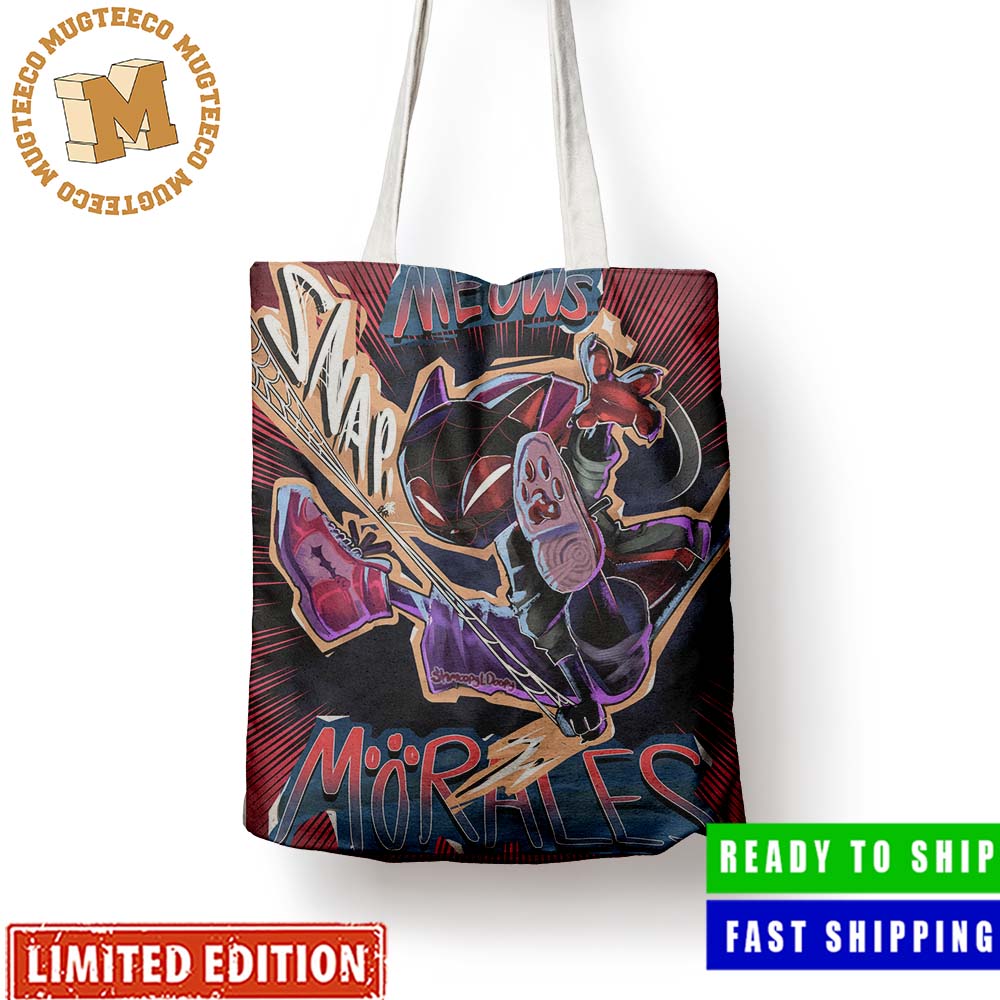 Meow Morales In Spider Man Across The Spider Verse Canvas Leather Tote Bag