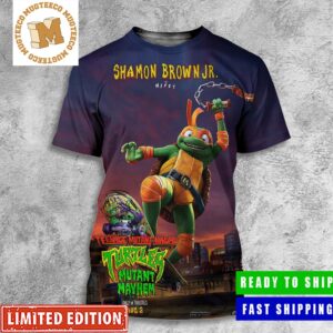 Mikey By Shamon Brown Jr In Teenage Mutant Ninja Turtles Mutant Mayhem Poster All Over Print Shirt