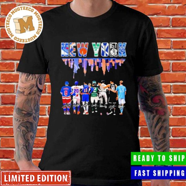 New York All Team Sports Skyline Players 2023 With Signatures Unisex T-shirt