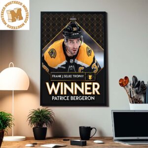Patrice Bergeron Of The Bruins Winner Of Frank J Selke Trophy in NHL Awards 2023 Home Decor Poster Canvas