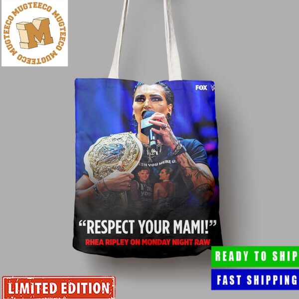 Rhea Ripley On Monday Night Raw Respect Your Mami Canvas Leather Tote Bag