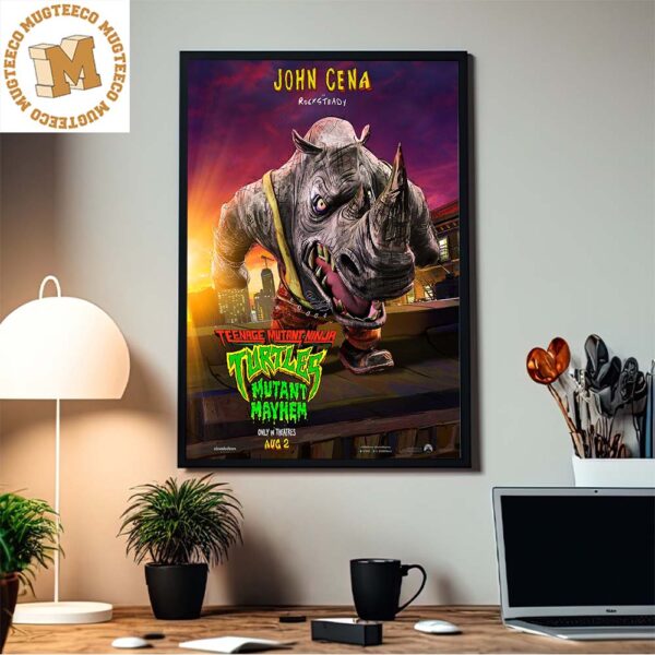 Rocksteady By John Cena In Teenage Mutant Ninja Turtles Mutant Mayhem Home Decor Poster Canvas