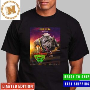 Rocksteady By John Cena In Teenage Mutant Ninja Turtles Mutant Mayhem Poster Premium Unisex T-Shirt