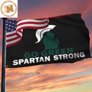 Spartan Strong Flag Go Green Michigan State Msu Spartan Strong American Flag Outdoor 2 Sides Garden House Flag