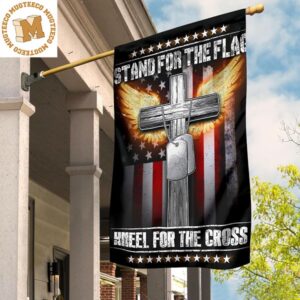 Stand For The Flag Kneel For The Cross Flag Angel Cross W American Flag Decor Christian Gifts 2 Sides Garden House Flag