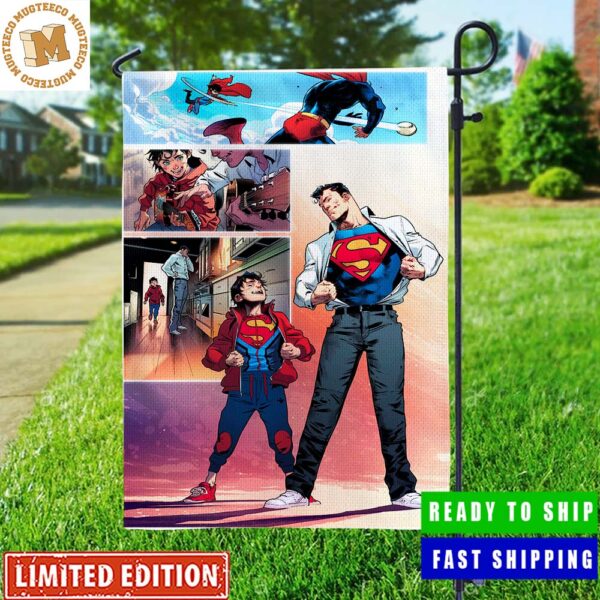 Superman Happy Fathers Day Superboy and Superman Decor Garden House Flag