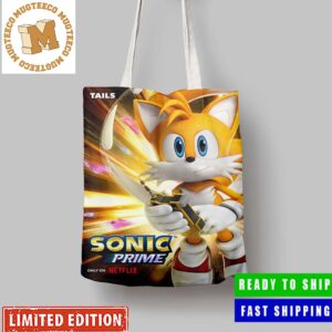 Tails In Sonic Prime Exclusive Character Canvas Leather Tote Bag