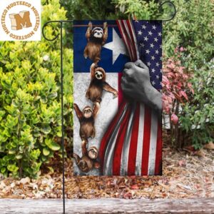 Texas American Flag Vintage Sloth 4th Of July Patriotic Gifts 2 Sides Garden House Flag