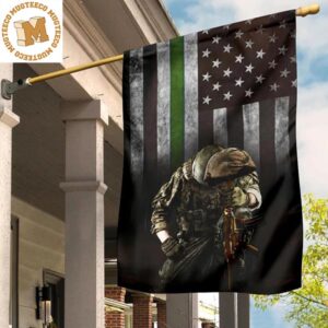 Thin Green Line American Flag Honoring Men Women Our Military Flag 2 Sides Garden House Flag