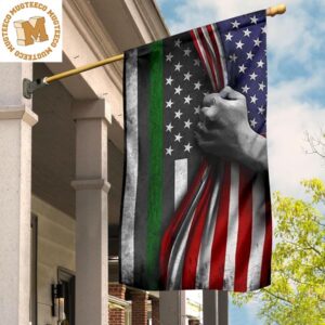 Thin Green Line Military Flag Inside American Flag Honoring U.S Customs And Border Protection 2 Sides Garden House Flag