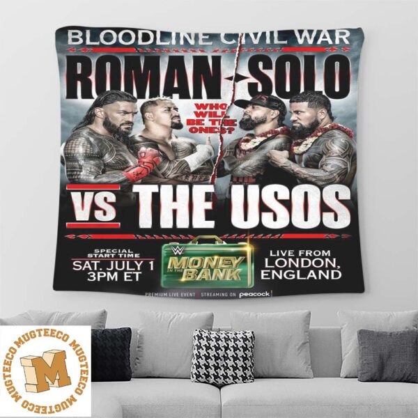 WWE Money In The Bank Bloodline Civil War Roman Solo Vs The Usos Home Decor Poster Tapestry