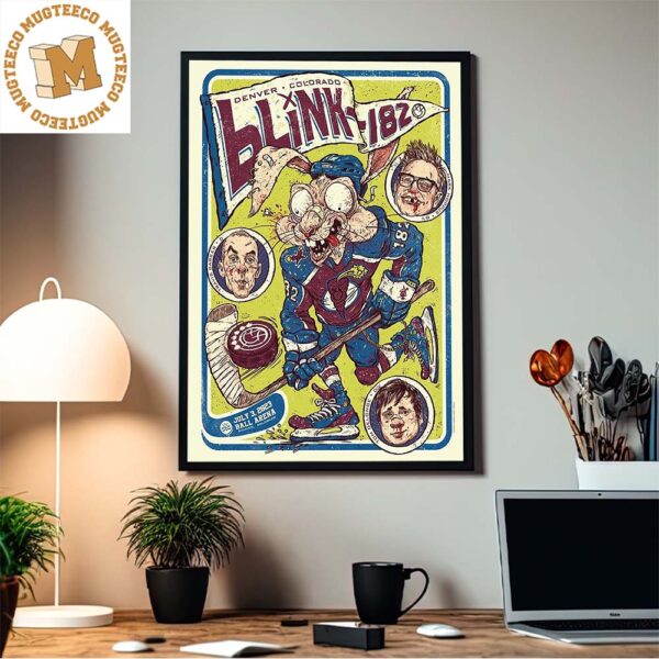 Blink 182 Denver Event x Colorado Avalanche July 3 2023 Home Decor Poster Canvas