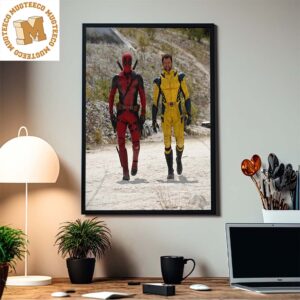 Deadpool 3 Dead Pool And Wolverine Full Classic Costumes On The Set Home Decor Poster Canvas