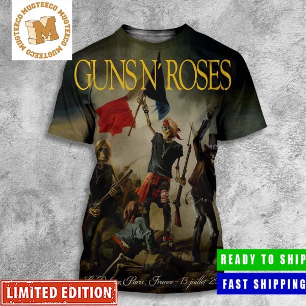 Guns N Roses La Defense Paris France 13 Juillet 2023 Summer Tour Poster All Over Print Shirt