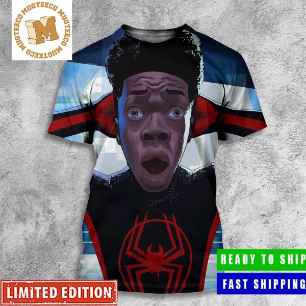 Miles Morales Surprise And Panic Meme Spider Man Across The Spider Verse All Over Print Shirt