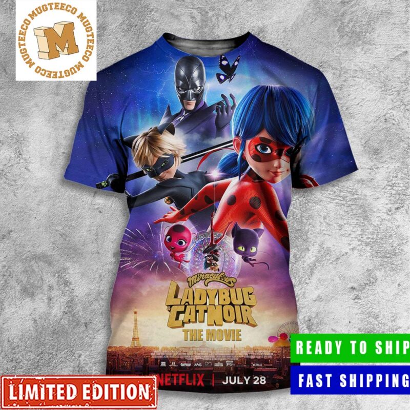 Miraculous Lady Bug And Cat Noir The Movie Official Poster All Over Print  Shirt - Mugteeco