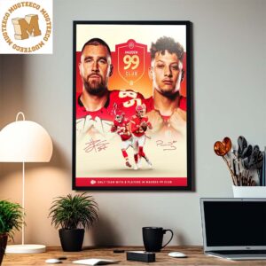 Patrick Mahomes And Travis Kelce From Kansas City Chiefs Best Duo In Madden 99 Club Home Decor Poster Canvas